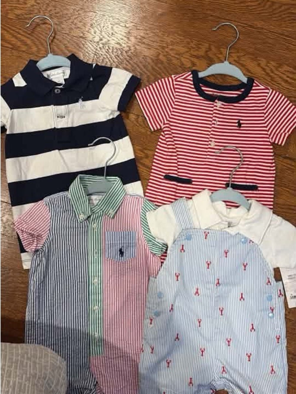 Ralph Lauren Kids Navy & White Polo, Red & White Striped Top, Multicolor Rompers